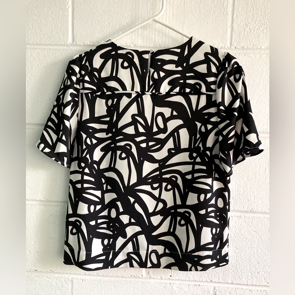 J Crew 365; black and white blouse